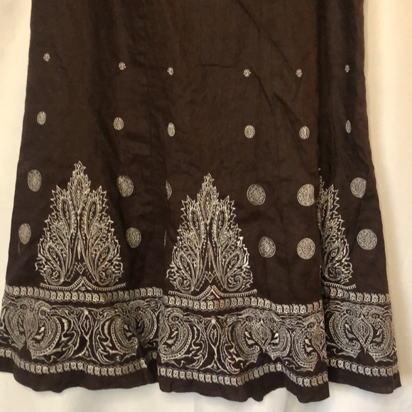 NYGARD COLLECTION vintage brown and white 100% linen long skirt. Size 10. - Picture 5 of 10